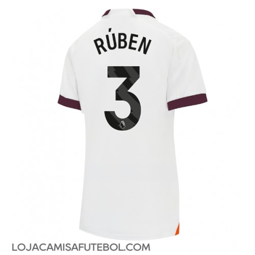Camisa de Futebol Manchester City Ruben Dias #3 Equipamento Secundário Mulheres 2023-24 Manga Curta